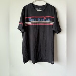 Rock Revival Black Tee with Blue and Red Accents